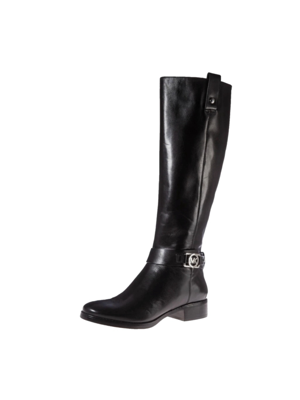 MICHAEL KORS CHARM RIDING TALL BLACK BOOTS MK LOGO BOOT SIZE 8